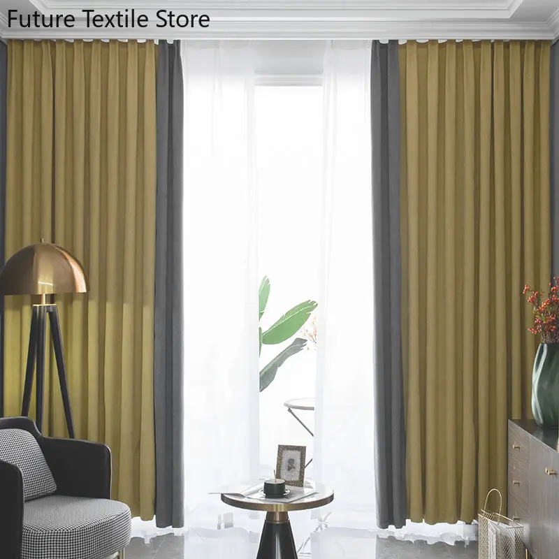 

New color-blocking curtains light luxury hanging down living room bedroom semi-shading Curtains for Living dining room bedroom