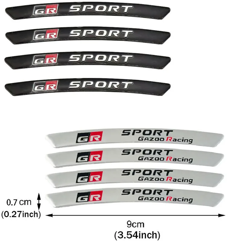 GR Sport Gazoo Racing Car Wheel Hub Sticker, calcomanía de llanta para Toyota Corolla 86 Supra RAV4 Yaris CHR Prius Camry Avensis, accesorios