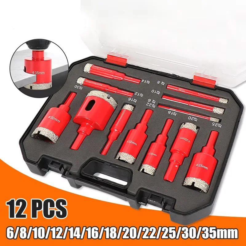 

Diamond Set Auto Eject Spring Cooling Wax Hex Shank For Glass Stone Tile Ceramic Wet Dry Drilling Drill Bit 12PC