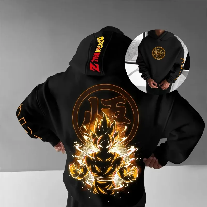 

2025 Bandai Dragon Ball Men's Hoodie Japanese Classic Anime Character Printed Long Sleeve Hoodie Halloween Parent Child Cosplay
