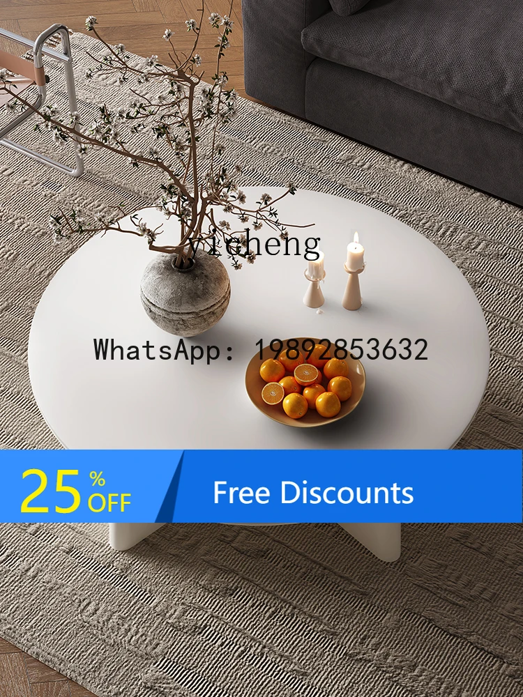 AA rock slab coffee table combination cream living room size round bed and breakfast art living room decoration