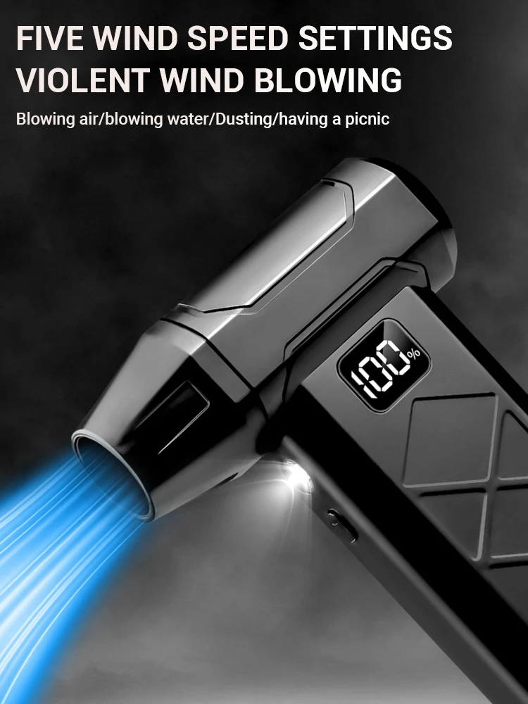 منفاخ هواء قوي 130000 دورة في الدقيقة 5 سرعات عالية الطاقة بدون فرش مروحة تربو نفاثة منفضة هواء كهربائية لاسلكية لتنظيف لوحة المفاتيح
