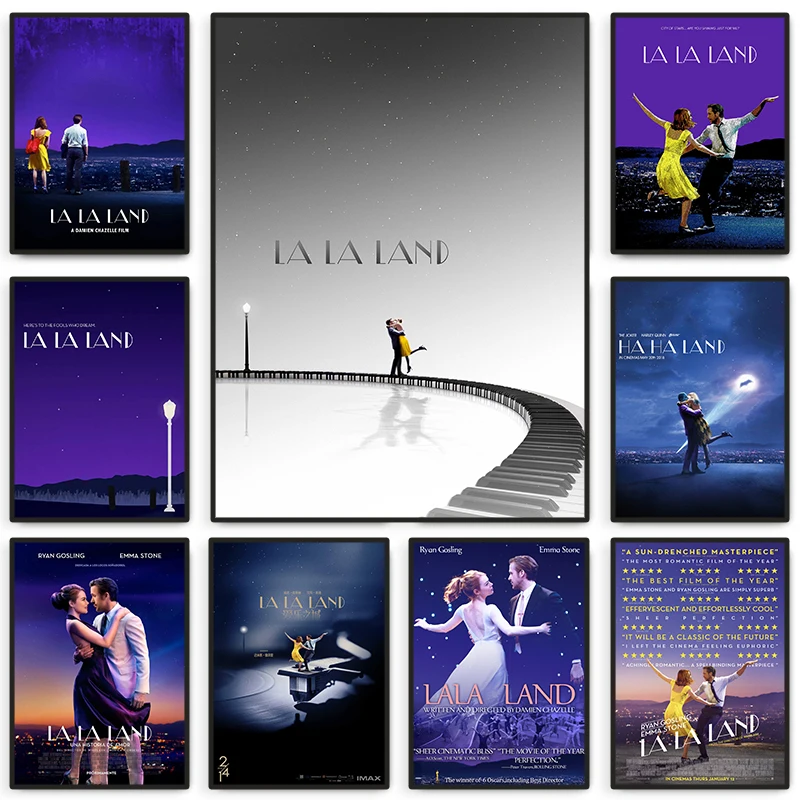 La La Land Music Classic Movie Posters and Prints Comedy Film Canvas Painting Wall Art Picture for Room Home Decor Couple Gift