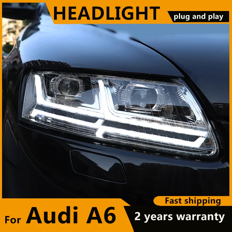 Full LED Headlights for Audi A6 2005-2011 A6 C5 C6 LED Headlight Dynamic Turn Signal DRL LED Project Lens Auto Accessories