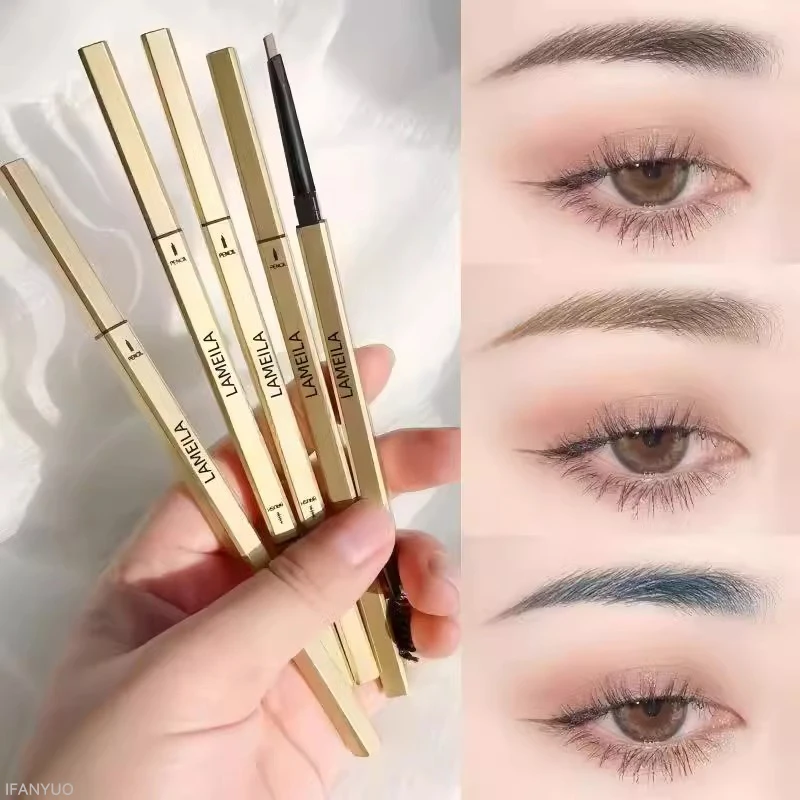 Matita per sopracciglia a doppia testa con pennello Impermeabile liscio 5 colori Penna per sopracciglia Tinta Mascara Migliora cosmetici Bellezza Trucco donna