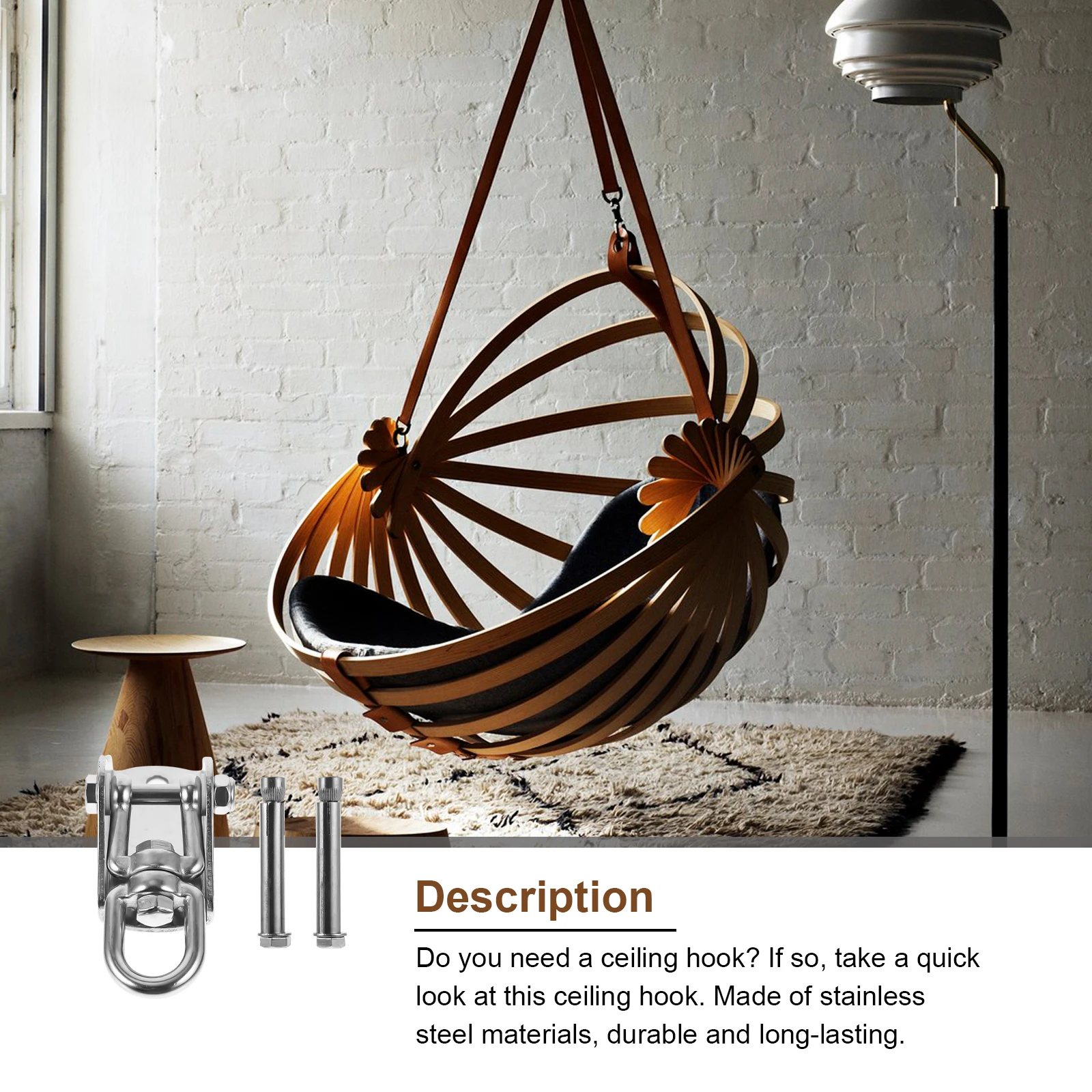 

Heavy Duty Stainless Steel Ceiling Hooks Swing Hanger Hammock Hangers Durable Easy Installation Compact Size Swing Hanger