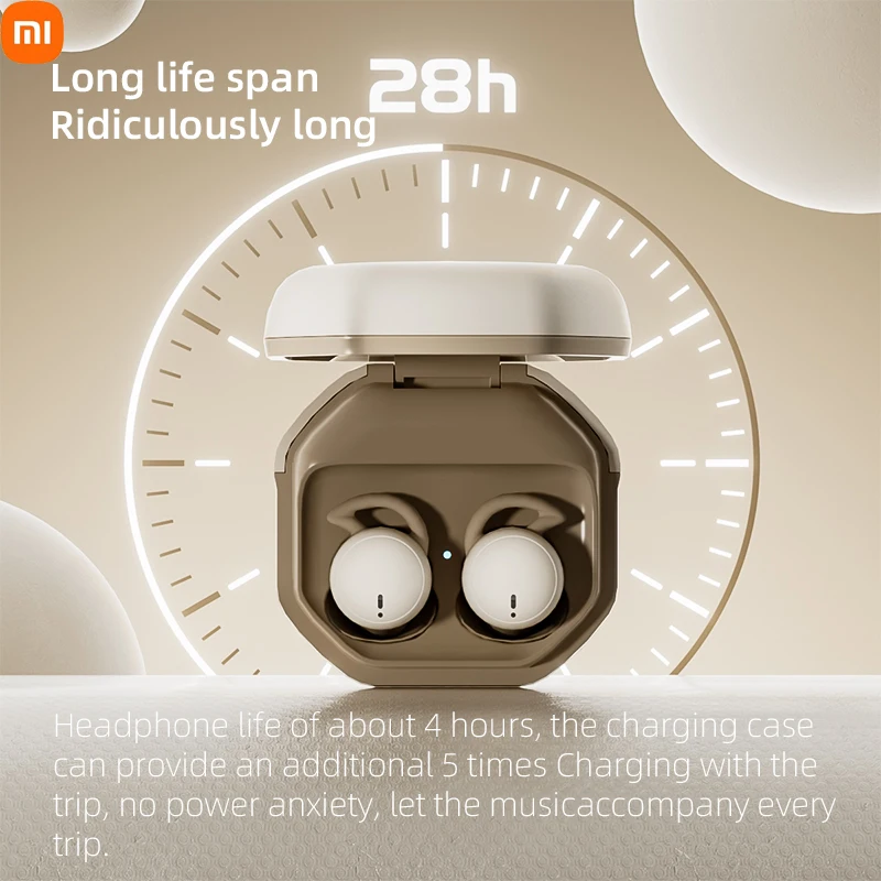 Xiaomi MY002 Earphone tanpa kabel Mini, earbud tidur kecil tidak terlihat Bluetooth pemblokiran kebisingan untuk headphone Tidur samping