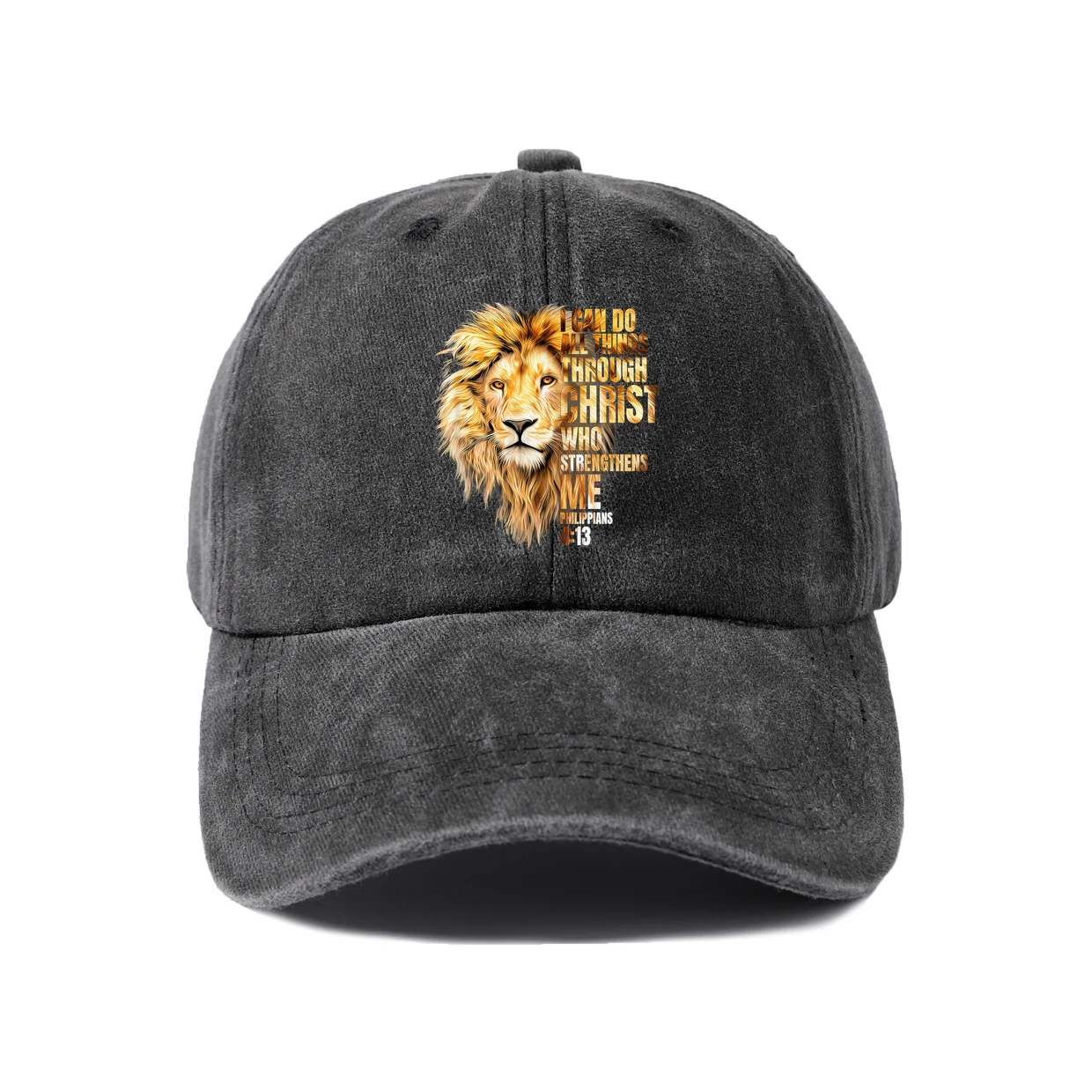 Vintage Washed Baseball Cap with Do Through Christ Who Strengthens Graphic, Adjustable Unisex Dad Hat, Streetwear Gift