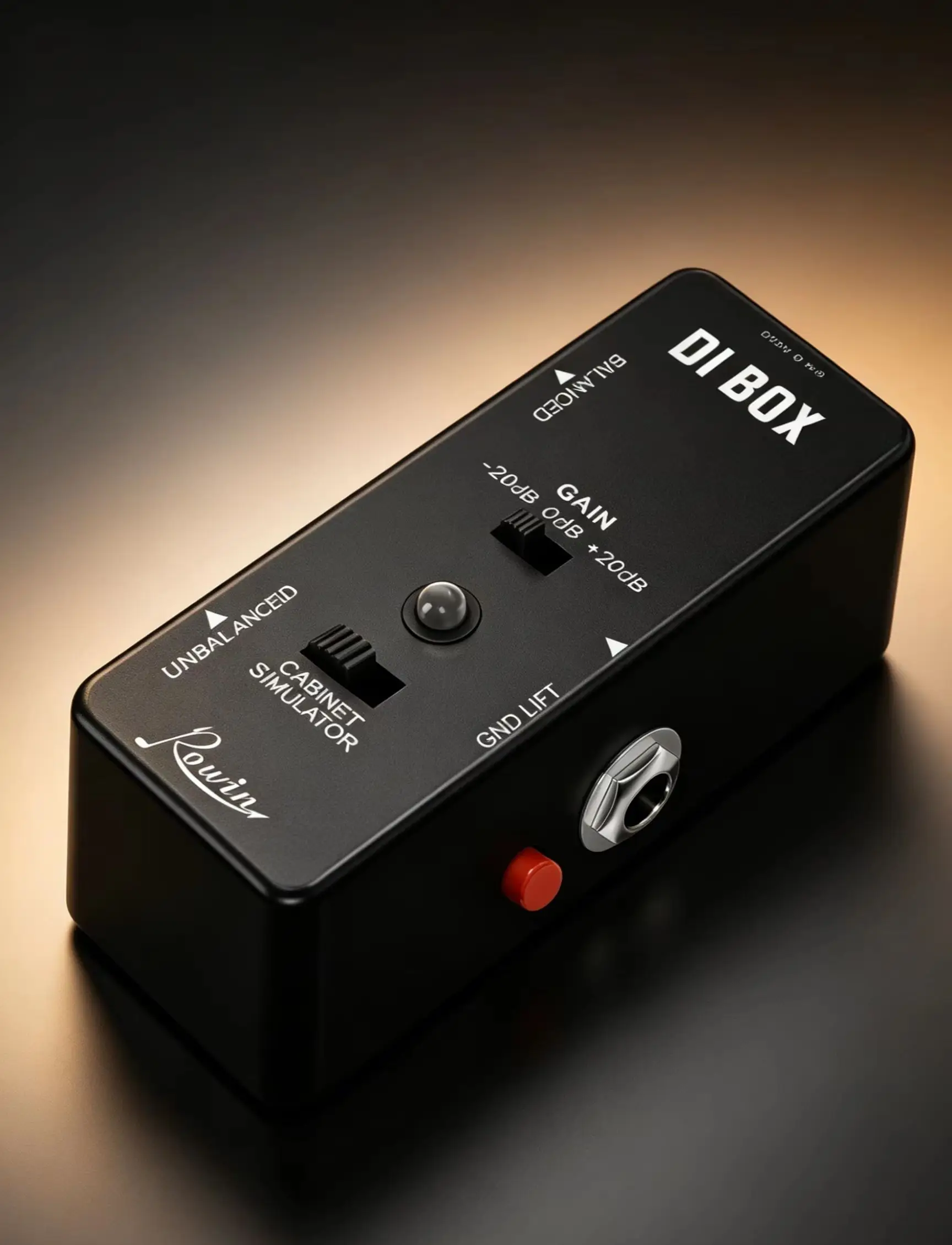 Rowin LEF-331 DI Box Pedal with Cab Simulator Gain Control Ground Lift XLR Balanced Output Mini Metal Guitar Direct Box