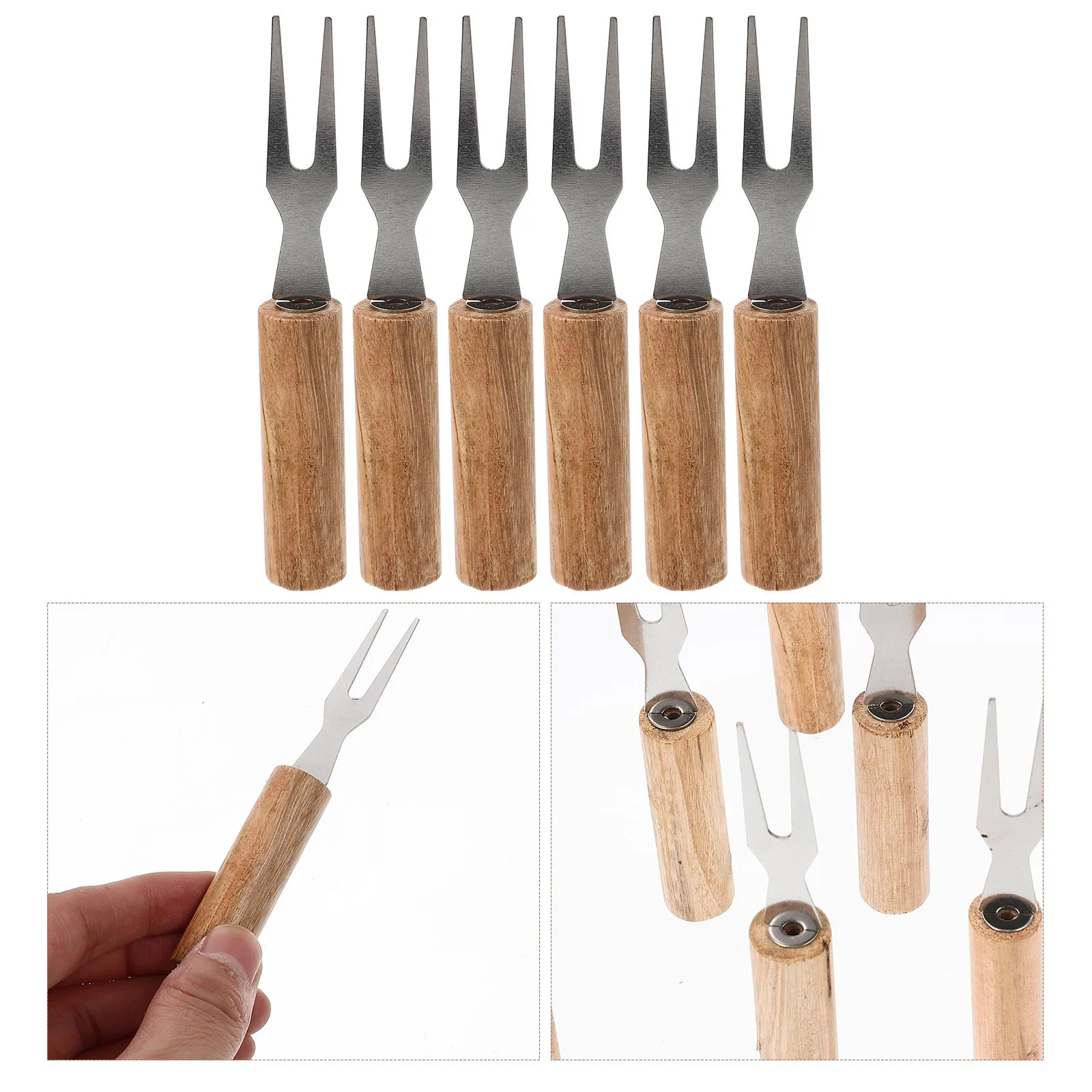 

6Pcs Corn Holders Bbq Forks Portable Reusable Barbecue Tools Metal Skewers Anti-Scald Outdoor Cooking Accessories