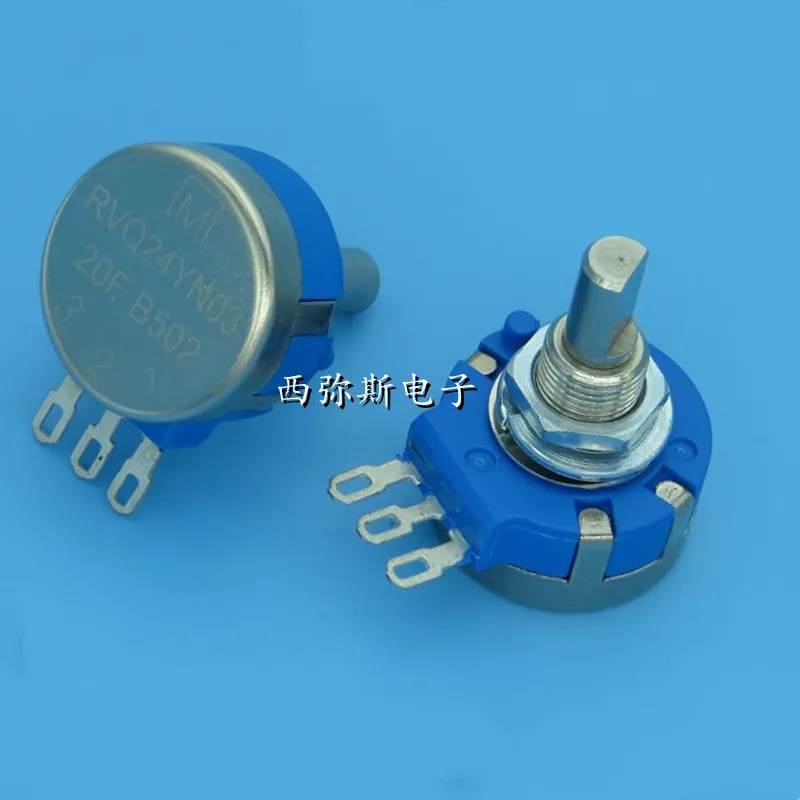 1pcs，Single loop rotary potentiometer，RVQ24YN03 20FB502，B5KΩ，Axis length 20mm half axis