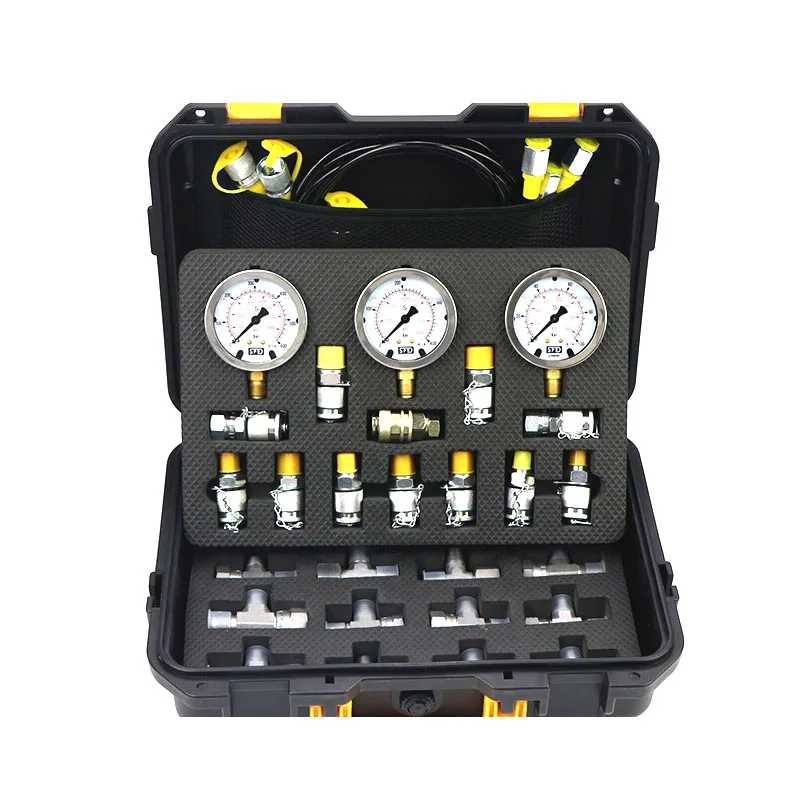 Excavator Pressure Measuring Tee Joint Pilot Test Distribution Valve Walking Hydraulic Maintenance Pressure Gauge Adapter Set