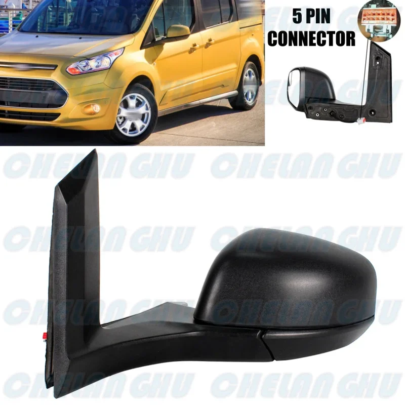 For Ford Transit Connect 2014 2015 2016 2017 2018 2019 2020 2021 2022 US Version Left Side 5pins Satin black Power adjust Mirror