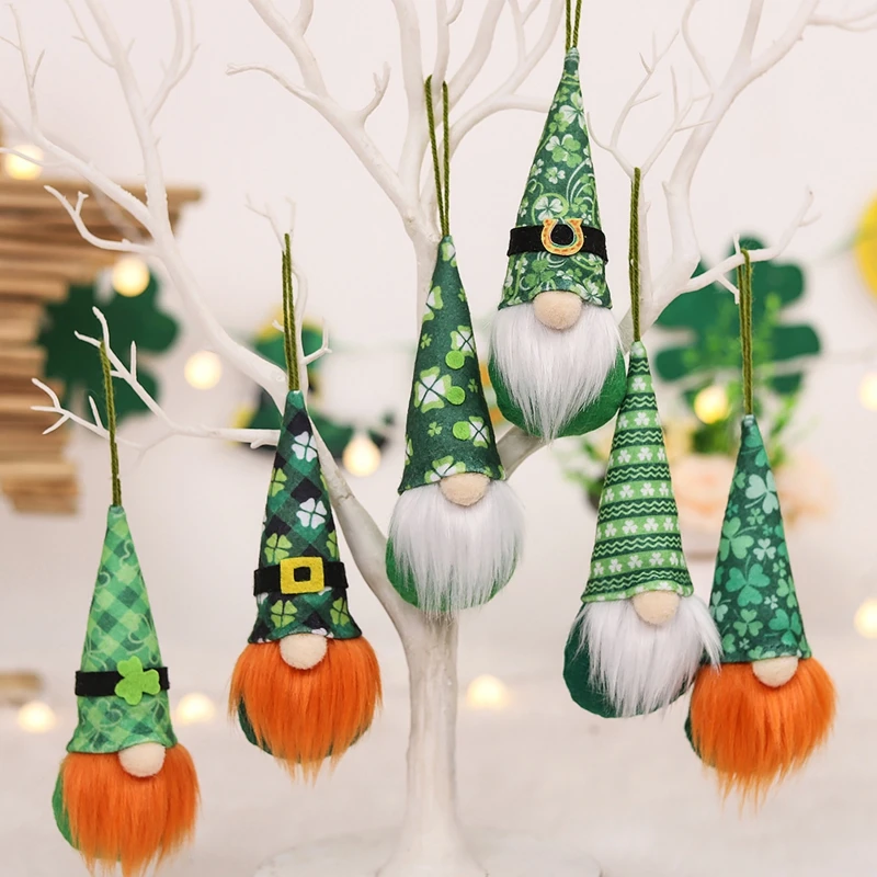 Gnome Ornament Set for Kids, Gnome, Green Hat, Pendant, Irish Leprechaun, Ornament for Home Party, St Patrick's Day