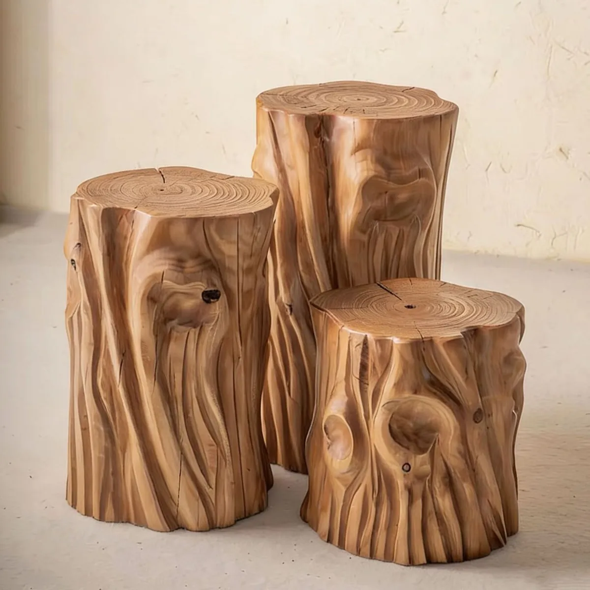 Solid wood piers, log stools, natural side B&Bs, sofa side tables, medieval living room ornaments, root carved low stools, shoe