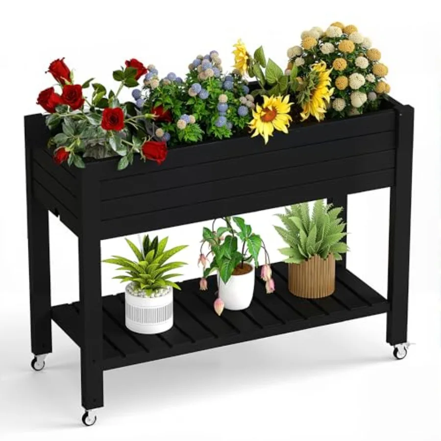 

Приподнятая грядка на ножках высотой 33,66 см, самополивающаяся, из полимерного материала, с блокирующимися колесами, дренажным клапаном и индикатором уровня для овощей