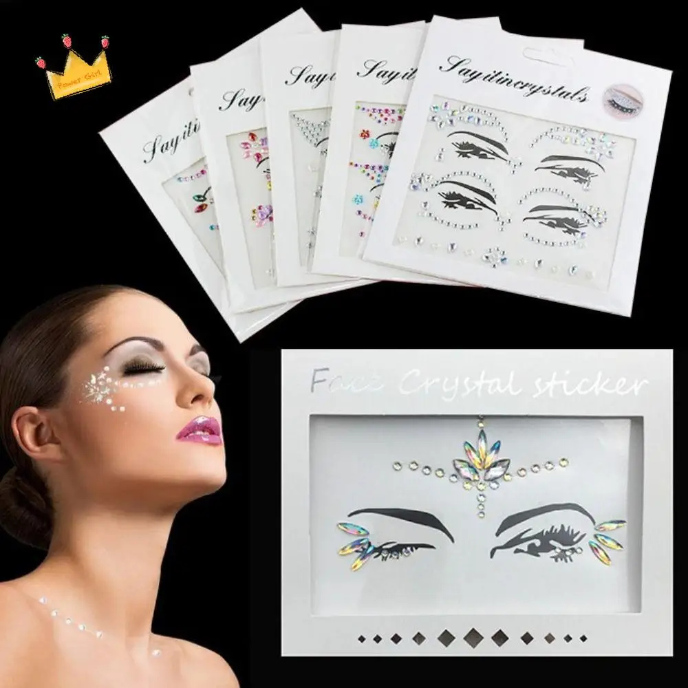 

Fake Tattoo 3D Face Tattoo Crystal Sticker Disposable Fashion Gems Rhinestones Sticker Colorful High Quality