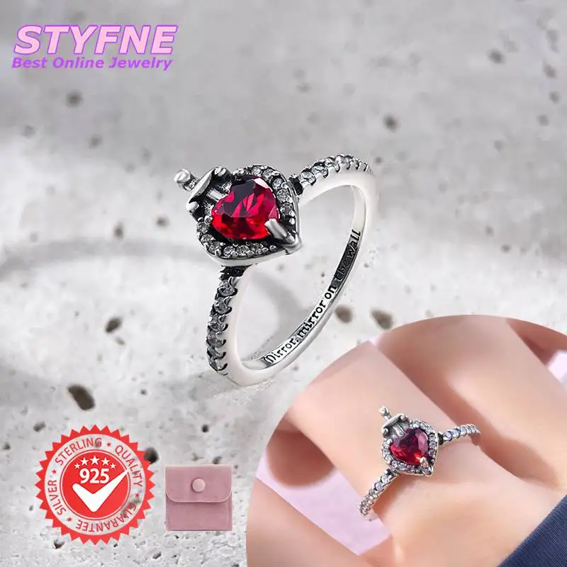 Women 925 Sterling Silver Knight's Heart Feminine Charm Rings Jewelry Anniversary Birthday Fashion Gifts for Mother Wife Girls