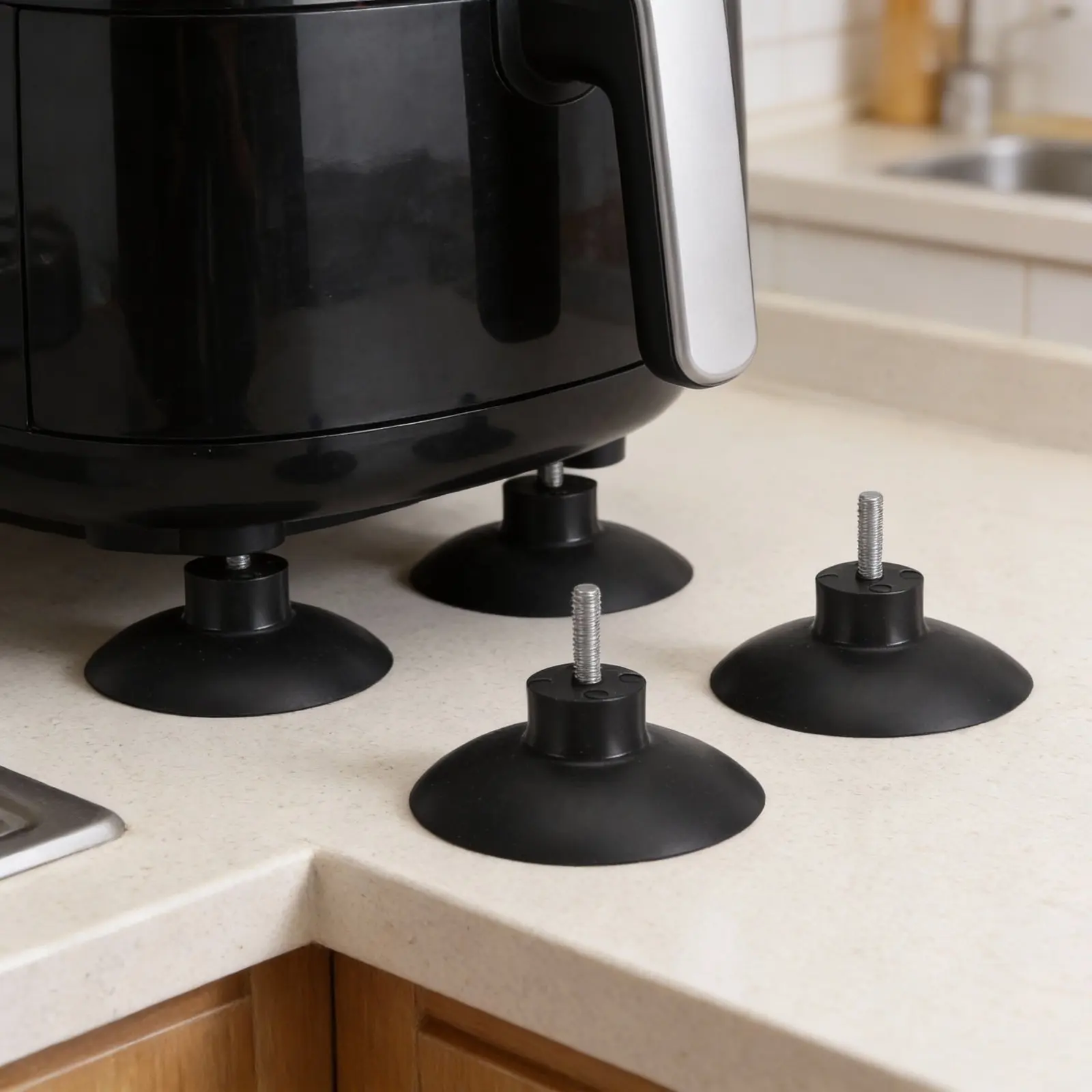 

4pcs Anti-Slip Suction Cup Feet M6 Screw Mount Plastic Furniture Foot Pads For Fry Cutter Kitchen Restaurant Use Nonskid Floor