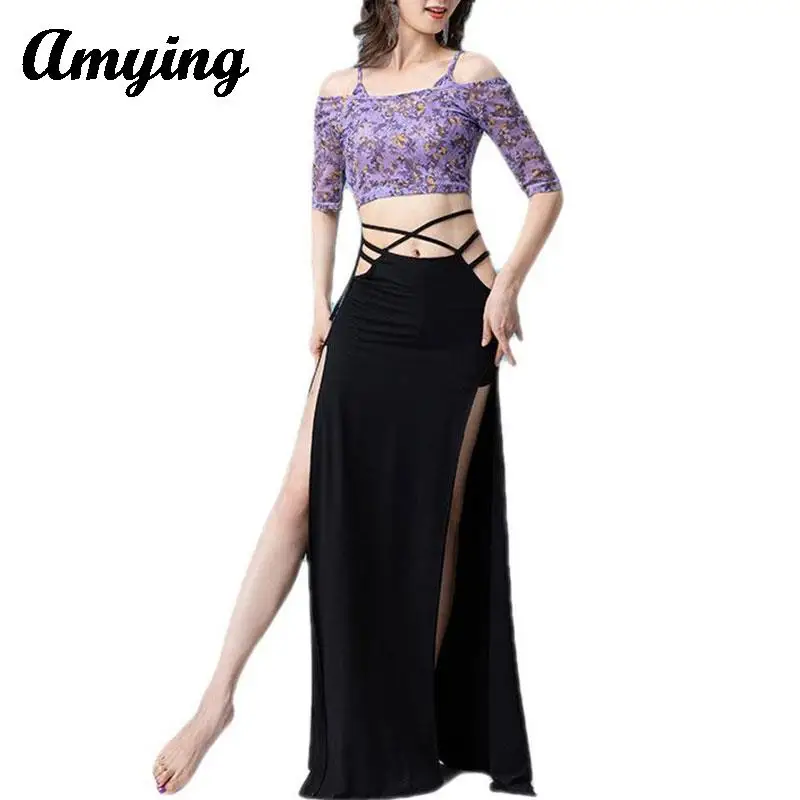 

New Oriental Belly Dance Practice Training Suit Sexy Top Split Half Skirt New Belly Dance Performance Dress Dance Practice Suit