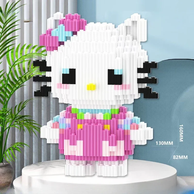 Witaj kotek klocki do budowy zabawki do montażu ozdobny Ornament Sanrio Anime figura Kuromi Model moja melodia dla dzieci Puzzle prezent