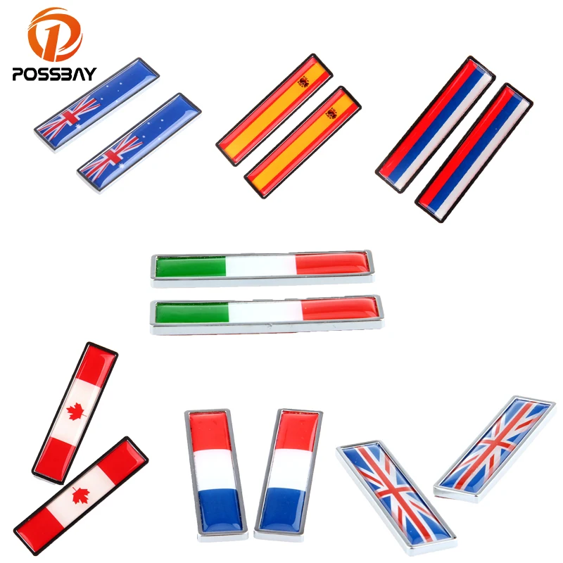 POSSBAY Car Sticker Russian US UK Italy France Canada Spain German Australian Swedish Flag Decoration Decal Motorcycle Stickers