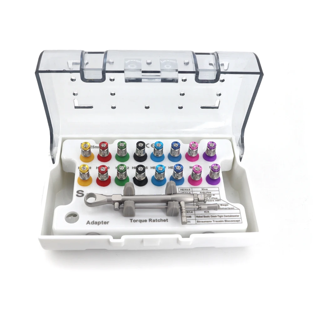 JOSOI Dental Implant Torque Controller Wrench with Screwdrivers Colorful Surgical Instrument Set for Dentists