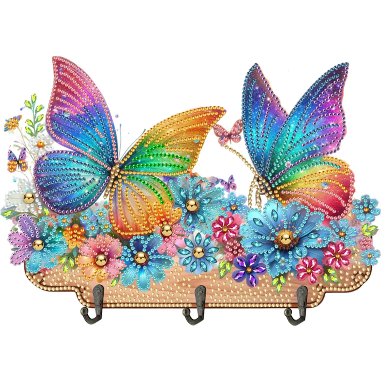 

Wood 2D/Flat DIY Creative Handmade Gift for Various Occasions Diamond Art Painting Hook Kit No Hole Punching Wall Decoration