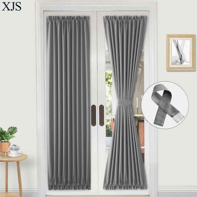 

French Door Curtains Rod Pocket Blackout Curtain for Doors with Glass Window Kitchen and Patio Doors for Privacy 1 Curtain Panel