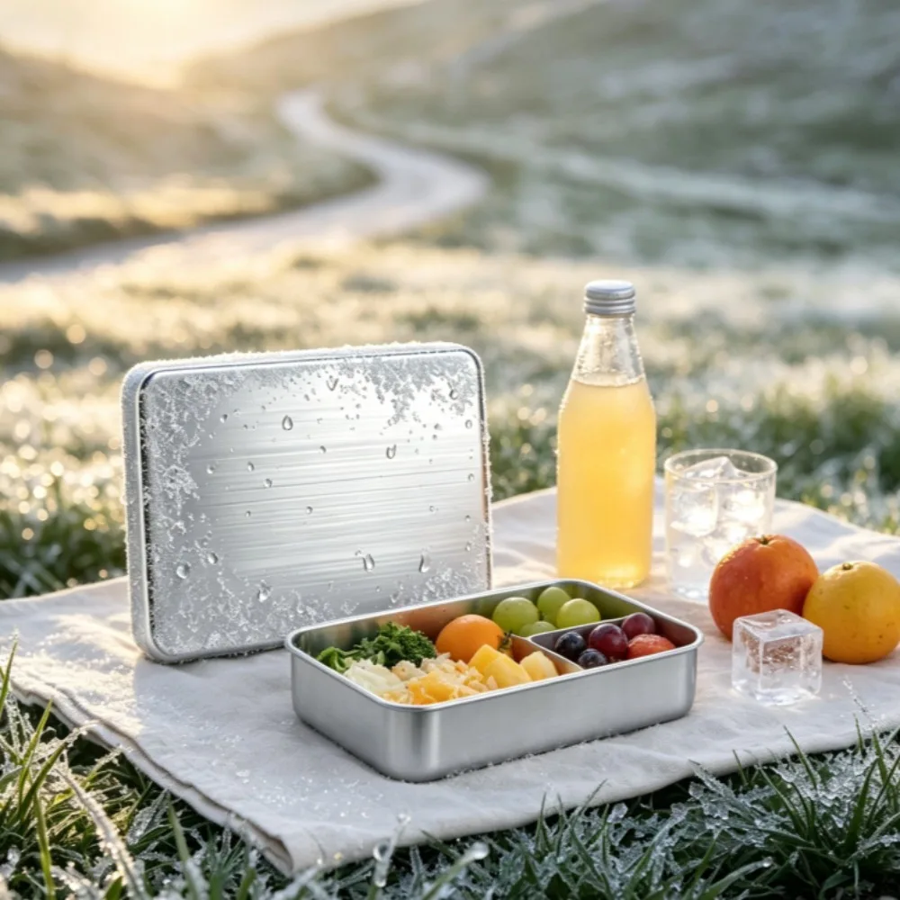 Ice Packs for Lunch Boxes Reusable Stainless Steel Ice Plates, No Water Needed Metal Bento Box Ice Packs,Silver