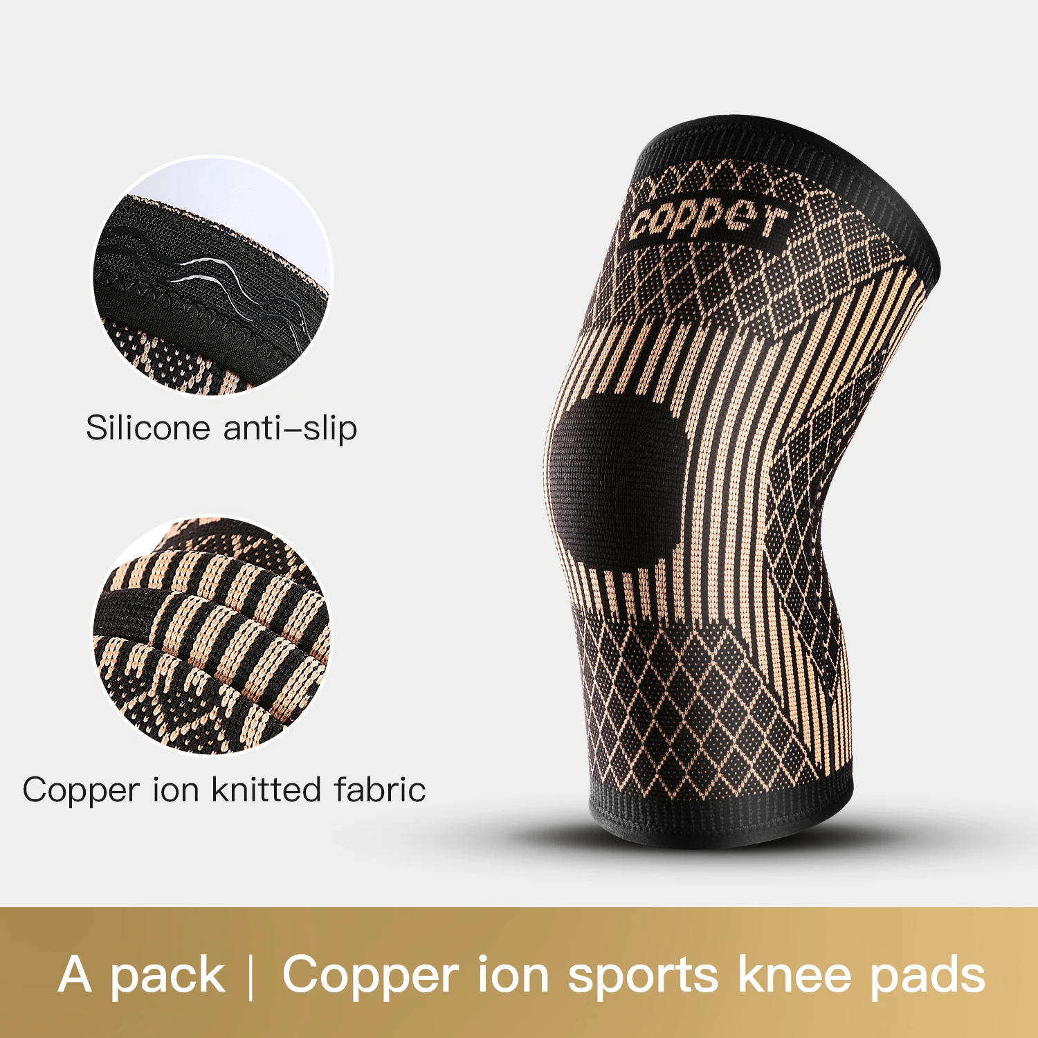 1/2 Stück Kupfer-Kniebandage Arthrose-Schmerzlinderung - Kupfer-Kniehülle für Knieschmerzen Kompressionsbandage für Sport-Knieschmerzen