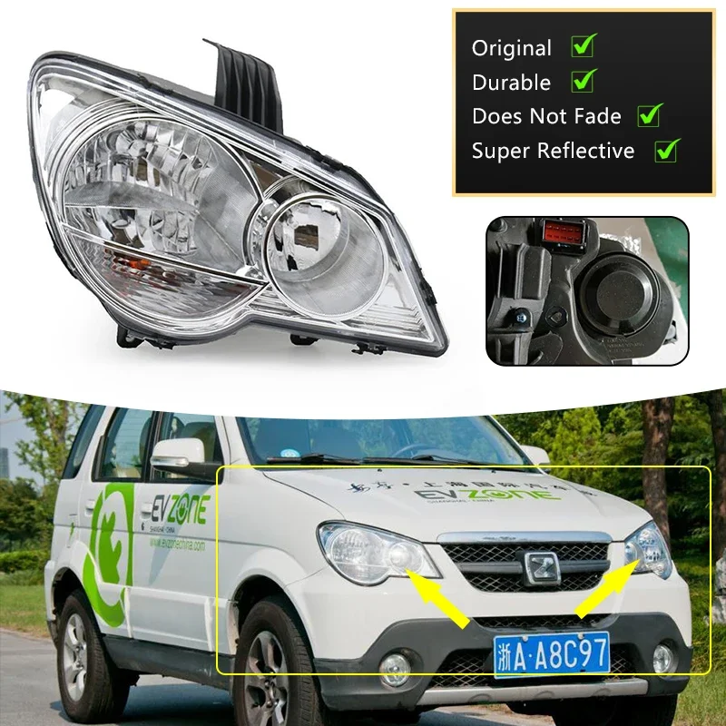 For Zotye 5008 Hunter Nomad 2005~2016 Front Headlight Assembly Clear Lens Running Driver Light Lamp Replacement Car Accessories