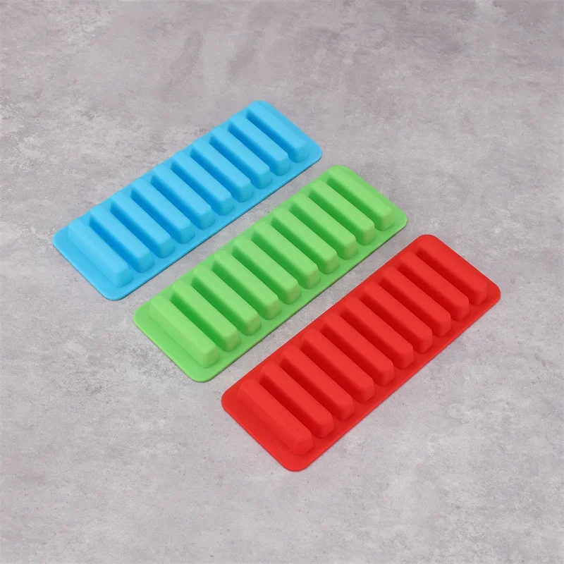10 Grids Long Strip Shape Silicone Ice Cube Mould Non-Stick Stick Shape Ice Tray DIY Biscuit Baking Mould Jelly Chocolate Mold