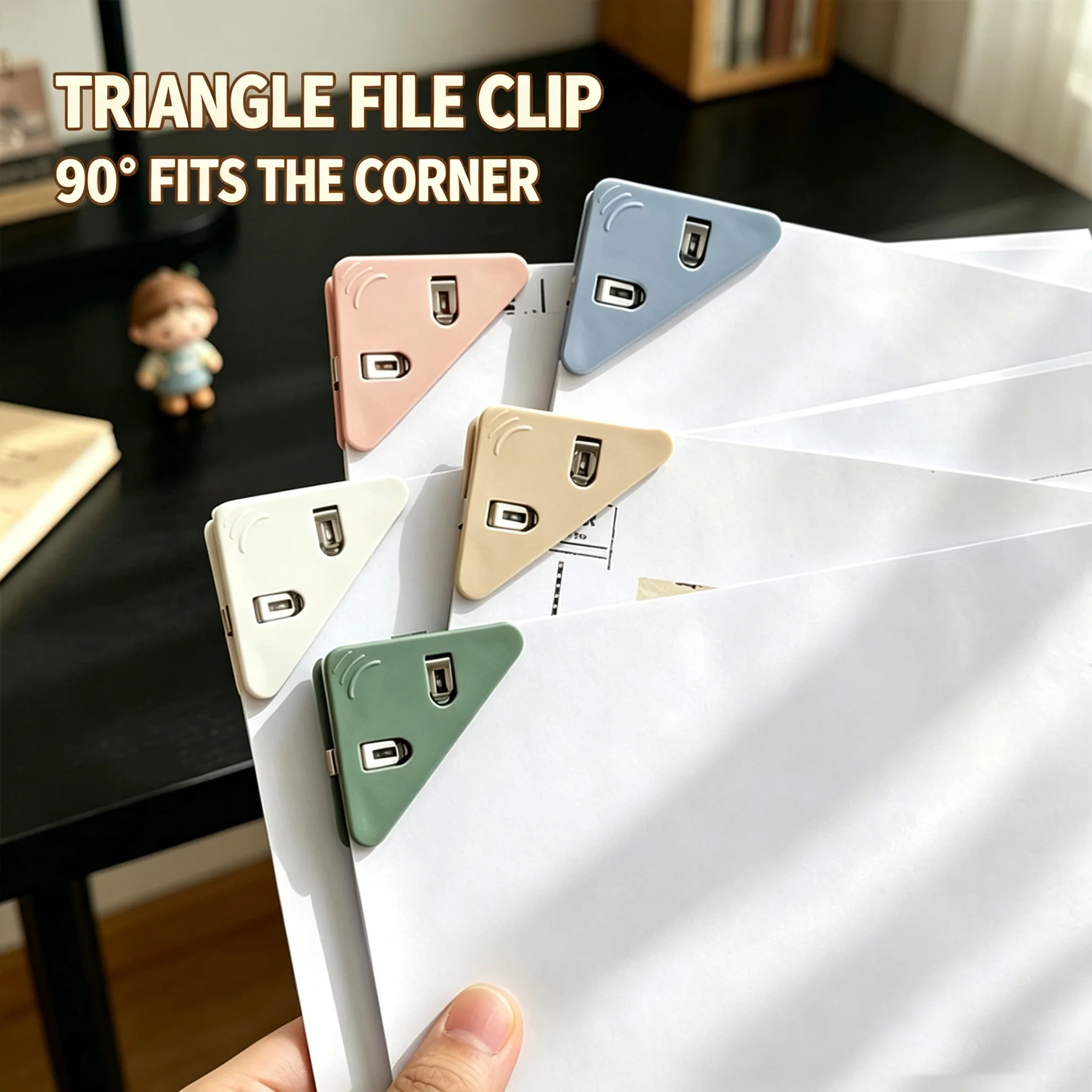 Triangular Corner Paper Clips 6PCS Mixed Color 90 Degree Binder Clips for Office School File Book Notes