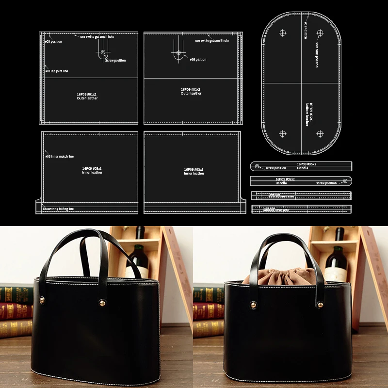 NUBECOM 9pcs/set Bag Handmade Acrylic Templates DIY Leather Pattern Mould Leathercraft Handbag Storage Bag Stencils Accessories