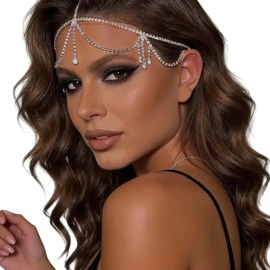 

ShimmerRise Rhinestone Headpiece Elastic Crystal Headband Elegant Hair Jewelry for Women Prom Wedding Party