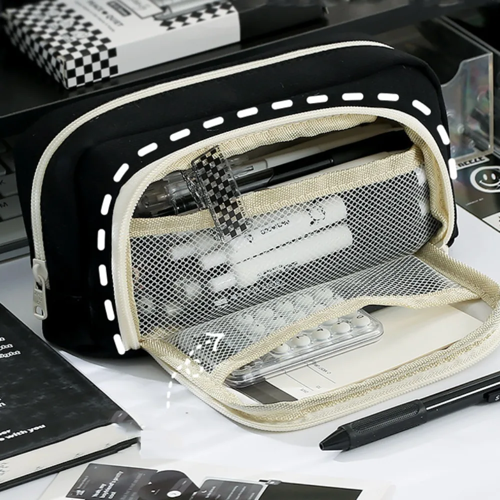 Bolsa de lápices estética de almacenamiento de escritorio, caja de lápices estética de gran capacidad, estuche de bolígrafo divertido y creativo, organizador para estudiantes