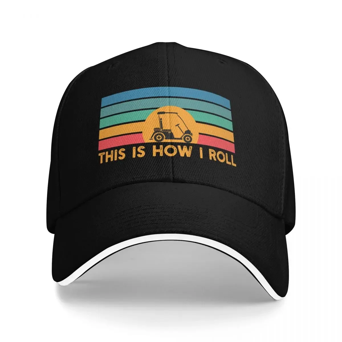 

Funny Golfer Gift: This Is How I Roll Golf Cart Retro Vintage - Golfing Golf Lover Baseball Cap