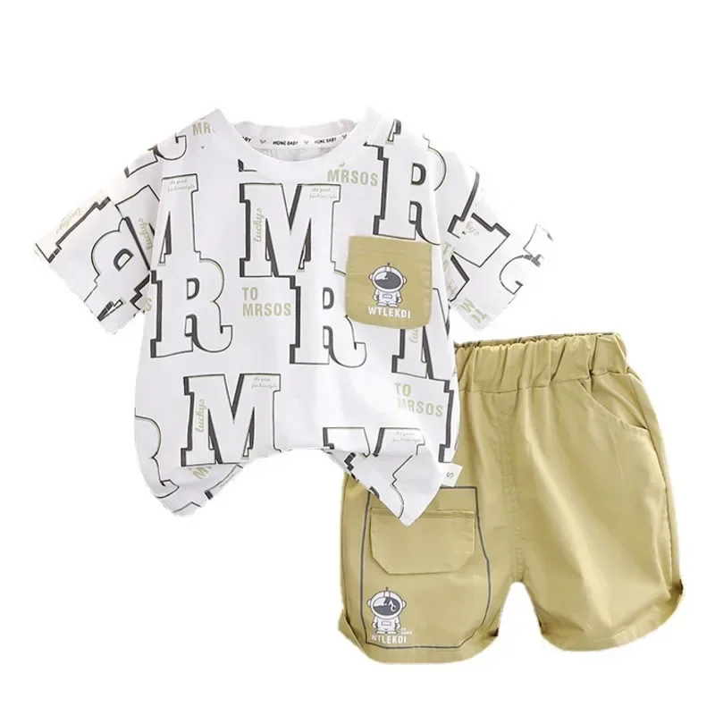 

New Summer Baby Clothes Suit Children Boys Letter T-Shirt Shorts 2Pcs/Set Toddler Clothing Infant Casual Costume Kids Tracksuits