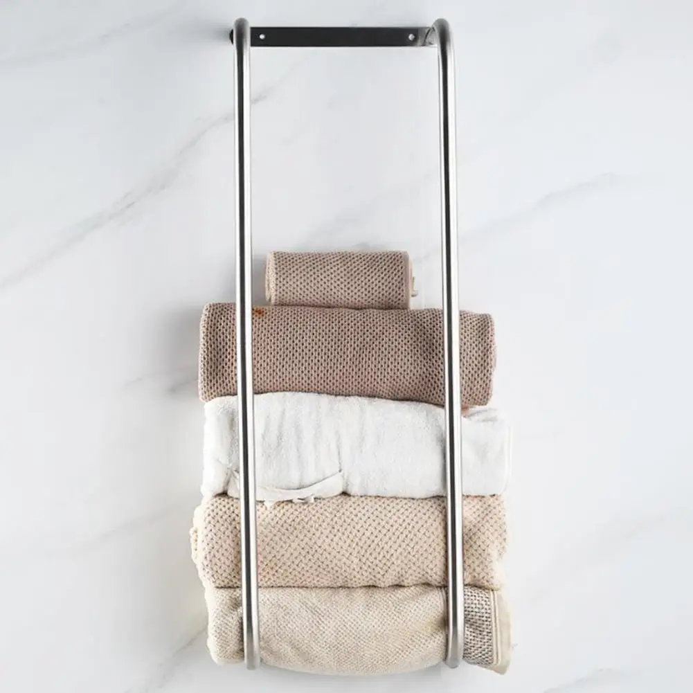 Rust-proof Towel Rack Bathroom Towel Storage Holder Space-saving Stainless Steel Towel Rack Modern Wall Mount Organizer for Bath