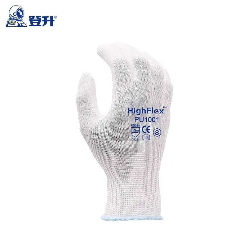 High Elasticity Dip-coated Polyurethane Work Gloves, 13-gauge Polyester Knit, Abrasion-resistant, Waterproof And Anti-static