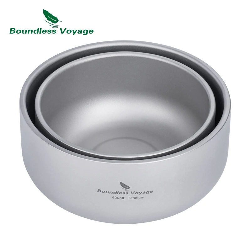 Boundless Voyage Titanium Double-Wall Bowl for Adult Children Outdoor Camping Tableware 200ml 420ml