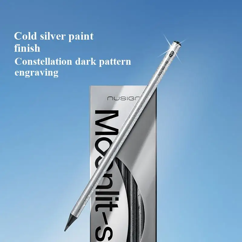 10PCS Deli Nusign NS786 Silver Round Black Wood Pencils HB/2B Lead-Free School Office Use Pencils in Box