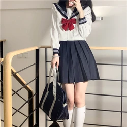 Japanese School Uniform Sailor Suit for Girls - Plus Size S - XXXL High School Student Outfit with Pleated Skirt And White Tops
