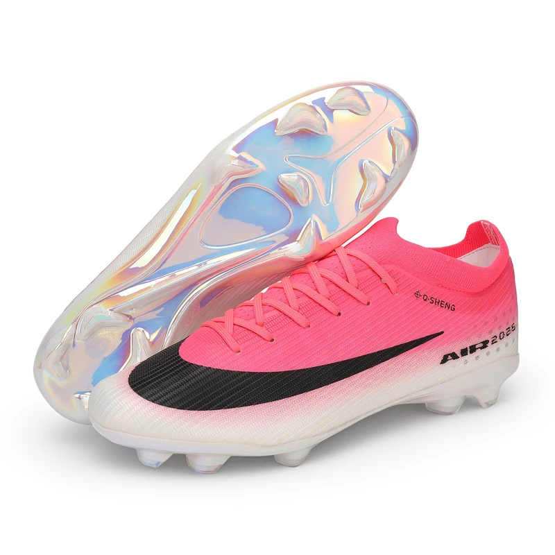 Pink Mens Football Boots FG Boys Training Studded Fast Soccer Cleats Youth Outdoor Lawn Non Slip Football Shoes Man 35-45