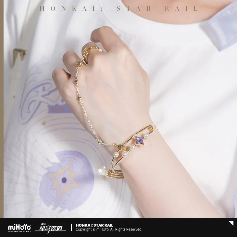 

[Подлинный] miHoYo Robin Ring Honkai Star Rail Robin Theme Series Браслет Набор колец Жемчужный браслет Аксессуар Косплей Рождественские подарки