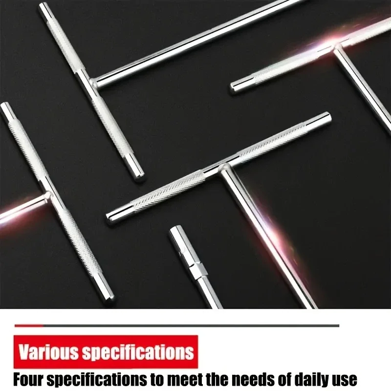 4PCS 8/10/12/14mm Tipo T Chiave a bussola esagonale universale CR-V Acciaio Allunga Chiave a brugola Maniglia antiscivolo Chiave per la riparazione auto