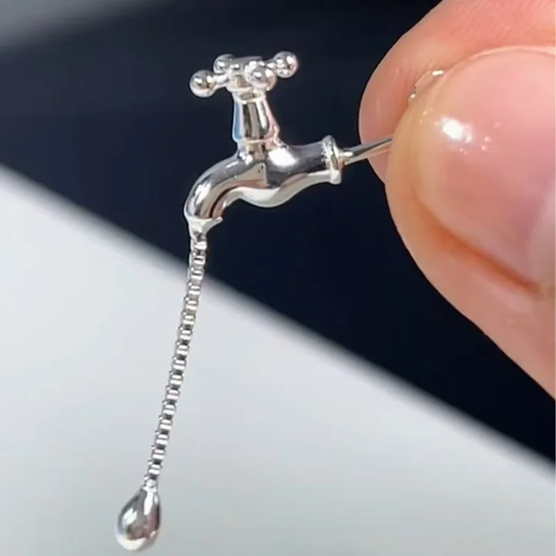 Minimalist Faucet Tassel Earrings,E024 Industrial Chic Drop Dangle Metal Jewelry Gift for Women,Water Tap Earring Wholesale