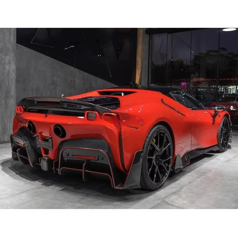Car Refit Parts for SF90 Mansry Dry Carbon Fiber Front Rear Lip Diffuser Spoiler Side Skirts for SF90 Fenders Body Kit