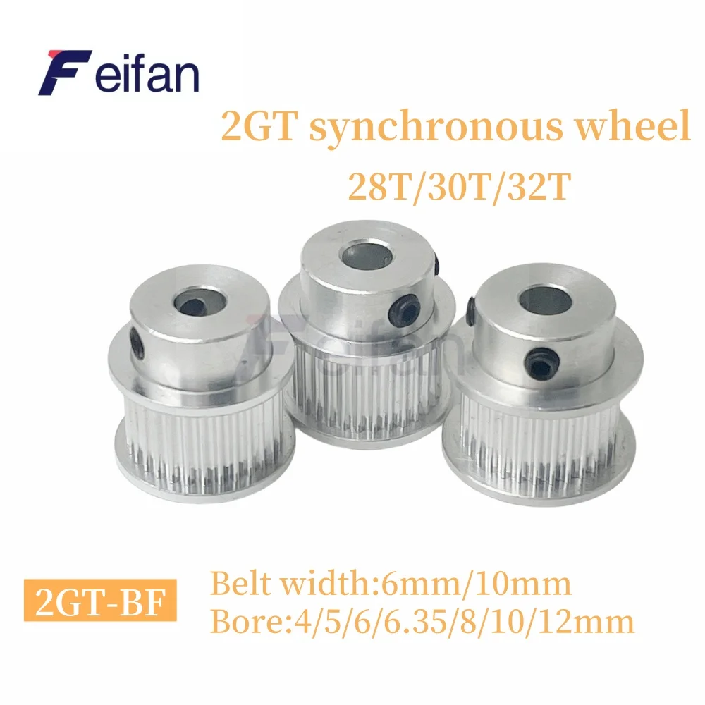 

3D Printer Parts GT2 Timing Pulley 2GT 28T/30T/32T Tooth Teeth Bore 4-12mm ,Synchronous Wheels Width 6/10/mm Belt, 2pcs and 5pcs
